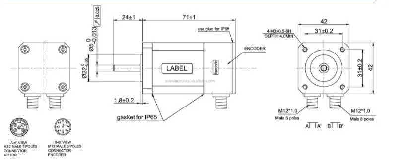 Hybrid Electric Servo Stepper Motor with Encoder - NEMA 1.7